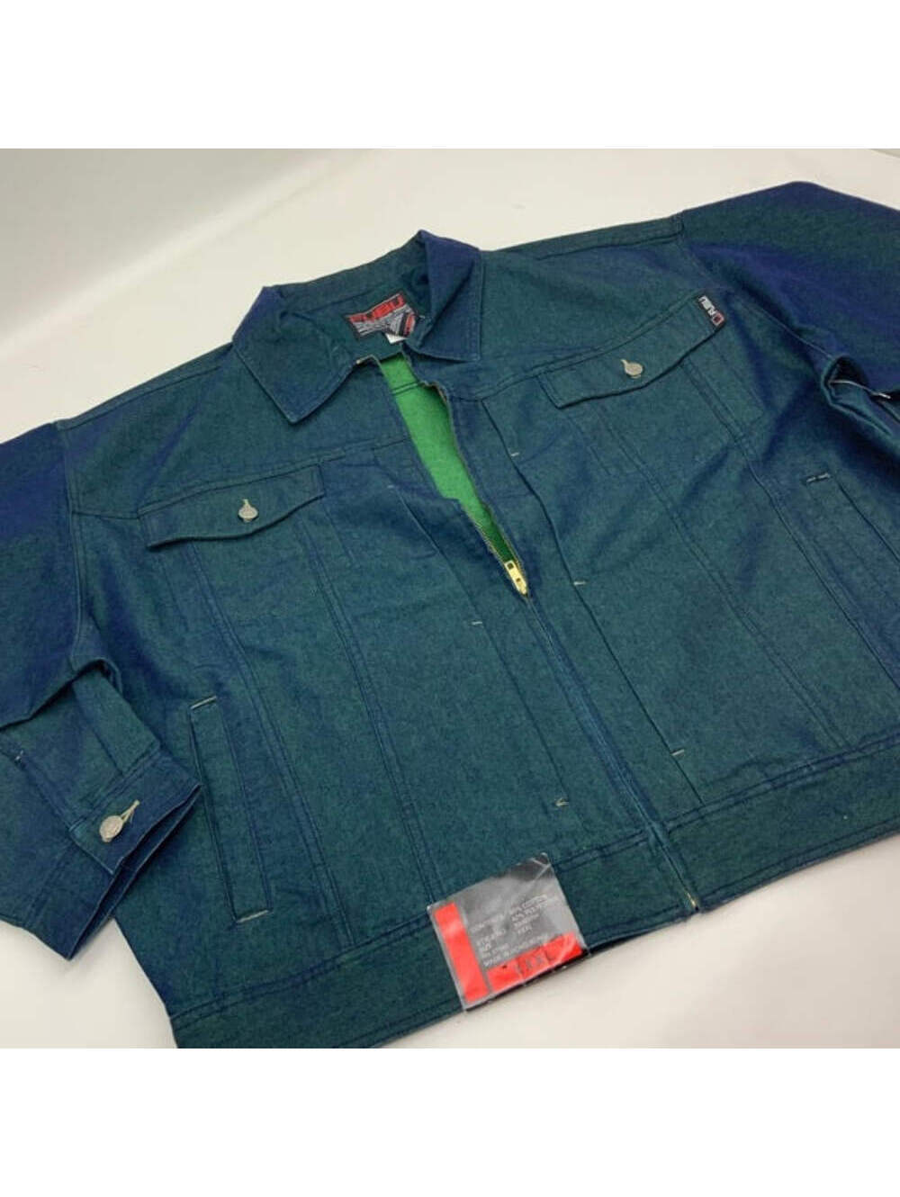 Men's Fubu Blue | Lime Green Denim Jacket NWT